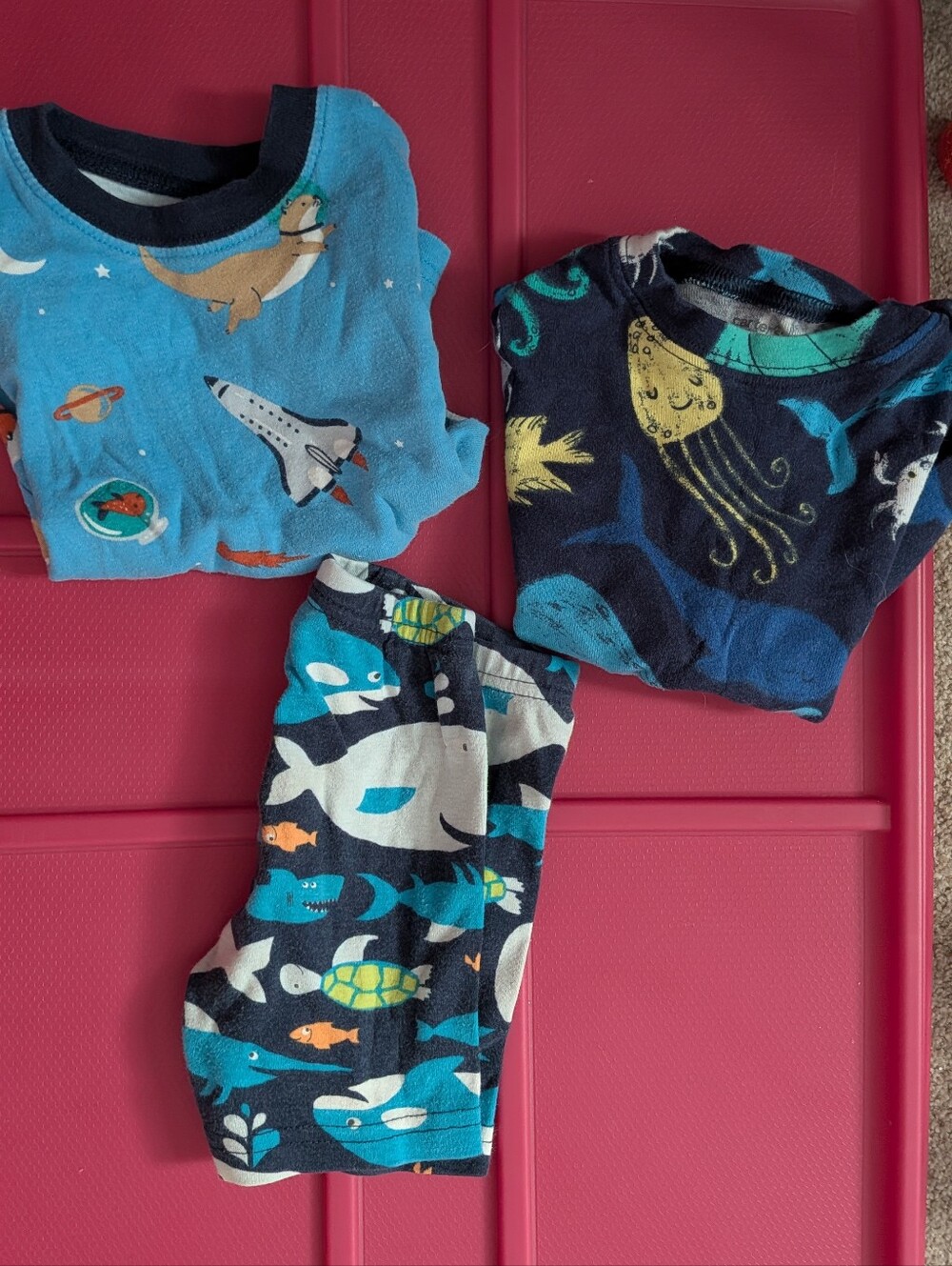 3-Pack Toddler Pajama Shorts - Sea & Space Print - Blue Mix